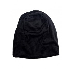 Skullies & Beanies Warm Winter Skull Cap Solid Color Velvet Hat Slouchy Beanie Cap - Black - CI186WQZML5 $19.52