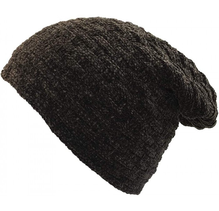 Skullies & Beanies Winter Warm Soft Slouchy Thick Beanie Knit Cap Men and Women Ski Knitting Hats - Brown - CK18YKL340C $10.50