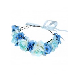 Headbands Adjustable Flower Headband Floral Garland Crown Halo Headpiece Boho with Ribbon Wedding Festival Party - 1 - CE125P...