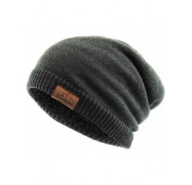 Skullies & Beanies Super Warm Slouchy Fleeced Long Beanie Warm Fur Lined Winter Knit Hat Thick Skull Cap - CG18GL87ZA7 $15.16