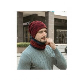 Skullies & Beanies Winter Beanie Hat Scarf Set- Unisex Warm Hat- Thick Fleece Lined Winter Knit Hat - Wine Red - CF18Z93GQQC ...
