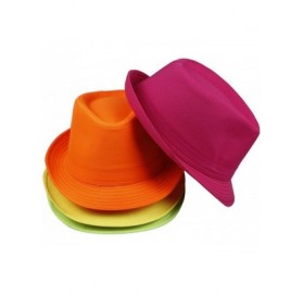 Fedoras Neon Summer Straw Boho Fedora Panama Hat Sun Men Golf Visor - Orange - CG11WVAX0HX $29.04