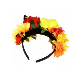 Headbands Women's Oversized Large Rose Flower Headband Floral Crown Wreath Garland Halo Hairpiece - Red Yellow Orange - CO18H...