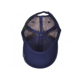 Baseball Caps Unisex Unstructured Special Washed Distressed Mesh Trucker Cap - Navy Blue - C712EPGPTAL $12.10