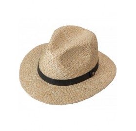 Fedoras Mens Woven Textured Straw Fedora with Leatherette Band - CU18DY6WSMR $25.24