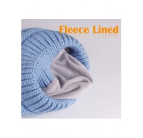 Skullies & Beanies Winter Beanie Hats for Women Cable Knit Fleece Lining Warm Hats Slouchy Thick Skull Cap - Light Blue - CZ1...