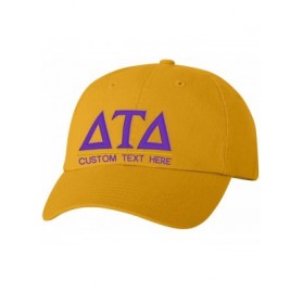 Sun Hats Personalized Delta Tau Delta DTD Greek Line Hat - Gold - CX18C50UUD0 $25.09