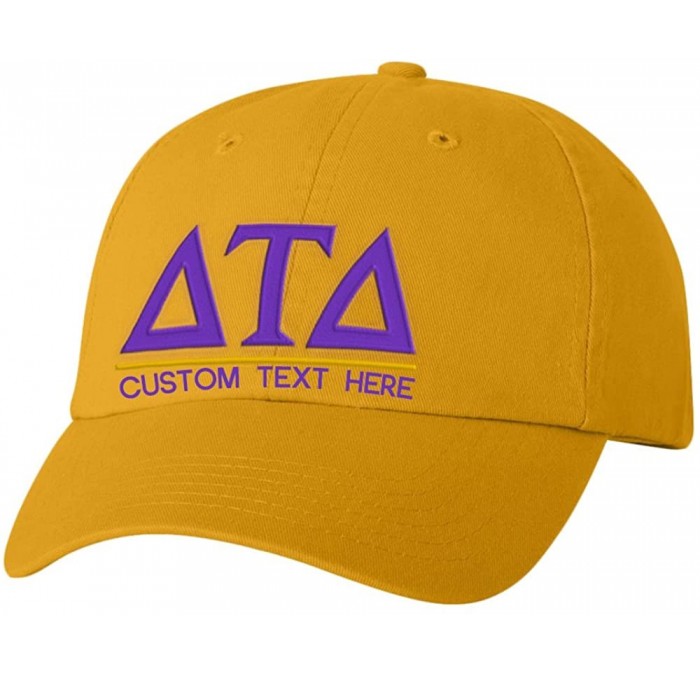Sun Hats Personalized Delta Tau Delta DTD Greek Line Hat - Gold - CX18C50UUD0 $25.09