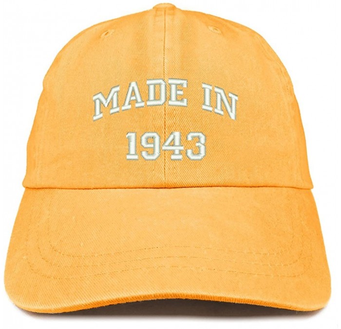 Baseball Caps Made in 1943 Text Embroidered 77th Birthday Washed Cap - Mango - CJ18C7I3006 $35.16