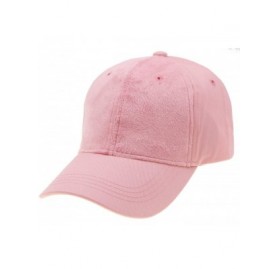 Sun Hats Classic Faux Leather Suede Adjustable Plain Baseball Cap - 2 Pink Front Suede Only - C312NS6A8NE $11.43