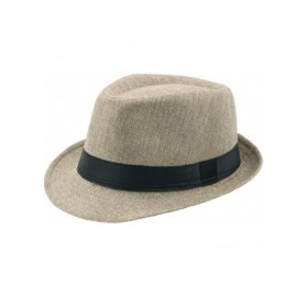 Fedoras Mens Vintage 20s Hat Classic Gentleman Manhattan Structured Trilby Fedora Brim Casual Jazz Hat with Band - CH18XK6XUH...