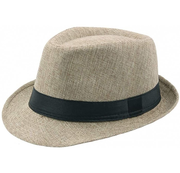 Fedoras Mens Vintage 20s Hat Classic Gentleman Manhattan Structured Trilby Fedora Brim Casual Jazz Hat with Band - CH18XK6XUH...