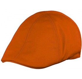 Newsboy Caps Mens 6pannel Duck Bill Curved Ivy Drivers Hat One Size(Elastic Band Closure) - Orange - CT196UEGZW7 $17.90