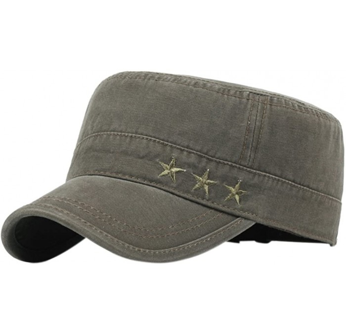 Baseball Caps Men's Cotton Flat Top Peaked Baseball Twill Army Military Corps Hat Cap Visor - Stars Army Green - CD186DL6UAZ ...