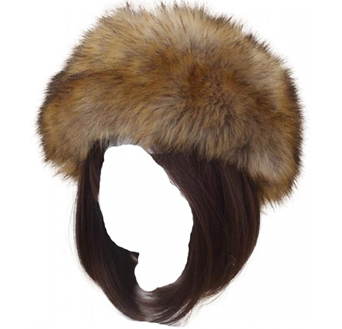 Skullies & Beanies Women's Faux Fur Headband Soft Winter Cossack Russion Style Hat Cap - Deep Brown - CH18L8I9ZM9 $15.05