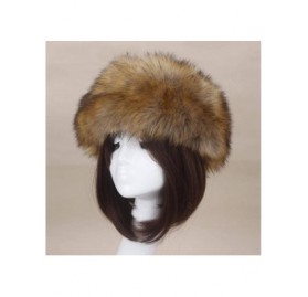 Skullies & Beanies Women's Faux Fur Headband Soft Winter Cossack Russion Style Hat Cap - Deep Brown - CH18L8I9ZM9 $15.05