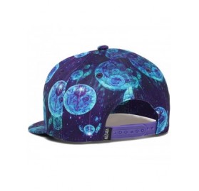 Baseball Caps Purple Galaxy Snapback Hat Unisex Trucker Hat Hip Hop Plaid Flat Bill Brim Adjustable Baseball Cap - Blue - CK1...
