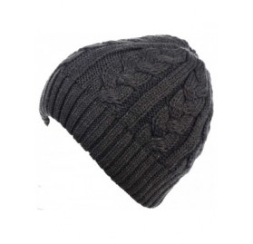 Skullies & Beanies Womens Winter Knit Plush Fleece Lined Beanie Ski Hat Sk Skullie Various Styles - Cable Charcoal Gray - CK1...