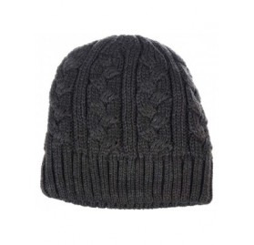 Skullies & Beanies Womens Winter Knit Plush Fleece Lined Beanie Ski Hat Sk Skullie Various Styles - Cable Charcoal Gray - CK1...