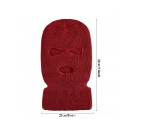 Balaclavas 2 Pieces 3-Hole Ski Mask Knitted Face Cover Winter Balaclava Full Face Mask for Winter Outdoor Sports - Wine Red -...