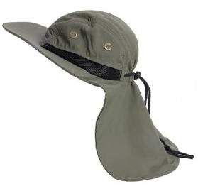 Skullies & Beanies UV Protection Outdoor Sun Hat Safari Fishing Hat with Neck Flap Ear Cover Wide Brim Sun Cap - Army Green -...
