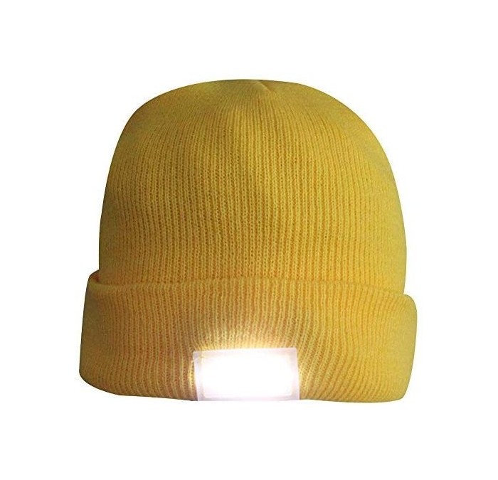 Skullies & Beanies 5 LED Knit Flash Light Beanie Hat Cap for Night Fishing Camping Handyman Working - Yellow - CB12O17T1P6 $2...
