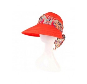 Sun Hats Women Wide Brim Visor Hats with Removable Neck Flap UV Protection Summer Sun Cap - Orange - CJ18G85LDQ9 $19.69