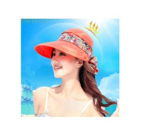 Sun Hats Women Wide Brim Visor Hats with Removable Neck Flap UV Protection Summer Sun Cap - Orange - CJ18G85LDQ9 $19.69
