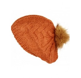 Berets Women Winter Warm Ski Knitted Crochet Baggy Skullies Cap Beret Hat - Br1710orange - C1187GDQ36L $11.34