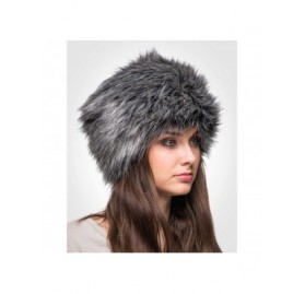Bomber Hats Russian Faux Fur Hat for Women - Like Real Fur - Comfy Cossack Style - Grey Raccoon - CJ18IZWQ5LT $25.62