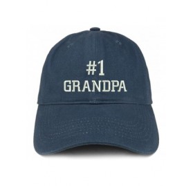 Baseball Caps Number 1 Grandpa Embroidered Soft Crown 100% Brushed Cotton Cap - Navy - C3184UUZ0DQ $21.84