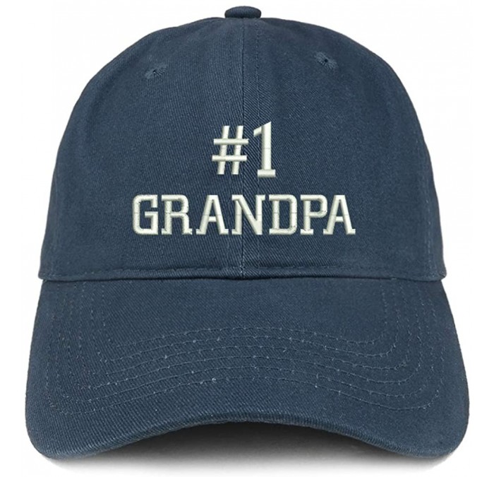 Baseball Caps Number 1 Grandpa Embroidered Soft Crown 100% Brushed Cotton Cap - Navy - C3184UUZ0DQ $21.84