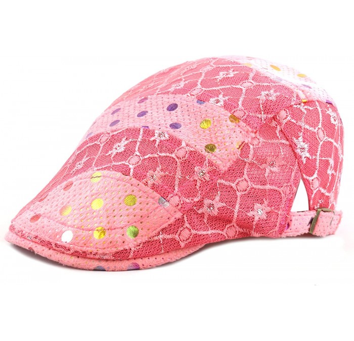 Newsboy Caps New Cool Lace Mesh Colorful Polka Dot Newsboy Ivy Trendy Hat - Peach - C712EF8Y46F $22.18