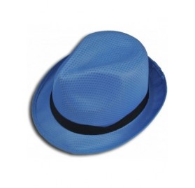 Sun Hats Fedora Hat Fashion Unisex Trilby Cap Summer Beach Sun Straw Panama - Baby Blue - CO11KYTFOPP $7.77