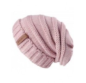 Skullies & Beanies Knitted Slouchy Oversized Crochet - Mix Black/Mix Pink - C418KHMCD4O $16.73