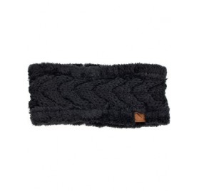 Cold Weather Headbands Winter Ear Bands for Women - Knit & Fleece Lined Head Band Styles - Black Thick Fleece - CH18A90QGIX $...