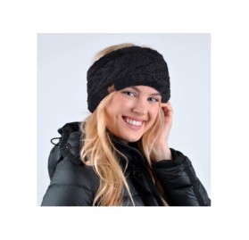 Cold Weather Headbands Winter Ear Bands for Women - Knit & Fleece Lined Head Band Styles - Black Thick Fleece - CH18A90QGIX $...