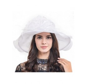 Sun Hats Lightweight Kentucky Derby Church Dress Wedding Hat S052 - S042-white - C3120YC0BPJ $20.19