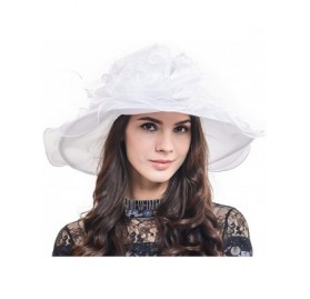 Sun Hats Lightweight Kentucky Derby Church Dress Wedding Hat S052 - S042-white - C3120YC0BPJ $20.19