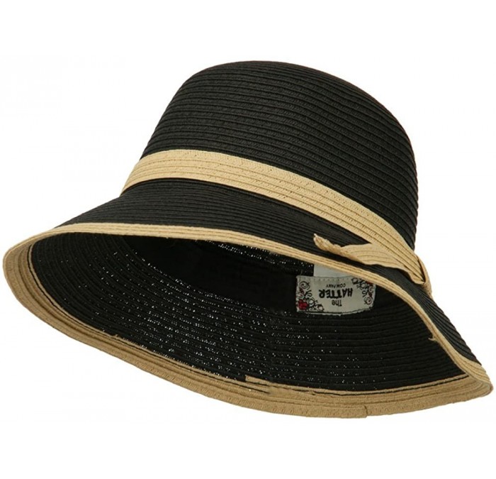 Bucket Hats Paper Straw Trimmed Bucket Hat - Black - CY11ND57P09 $65.63