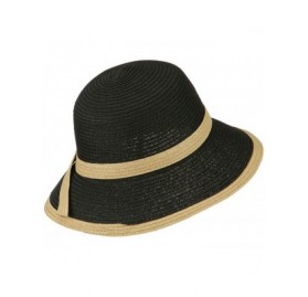 Bucket Hats Paper Straw Trimmed Bucket Hat - Black - CY11ND57P09 $30.35