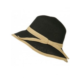 Bucket Hats Paper Straw Trimmed Bucket Hat - Black - CY11ND57P09 $30.35