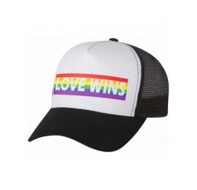 Baseball Caps Love Wins Pride Parade Hat Gay & Lesbian Pride Rainbow Flag Trucker Hat Mesh Cap - Red/White - CK18CU54543 $15.57