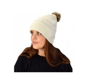 Skullies & Beanies Oversize Cute Beanie Hat Cap Warm Hand Knit Pom Pom Double Layer Thick Winter Ski Snowboard Hat - Cream 10...