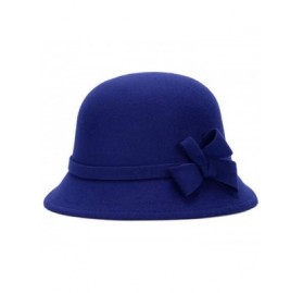 Bucket Hats Women Bowler Hat Vintage Winter Wool Warm Bucket Hat 1920 Cloche Hat - Royal Blue - CS18KOEYQGC $11.06