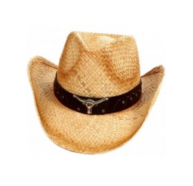 Sun Hats Cowboy Cowgirl Straw Hat Wide Brim Beach Sun Hats for Kids Childs - Bull - CG180ODIT0T $25.08