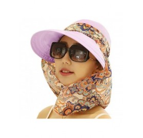 Sun Hats Women's UPF+50 Sun Visor Detachable Flap Hat Foldable Wide Brimmed UV Protection Hat - 2-light Purple - CR199LD5IOR ...