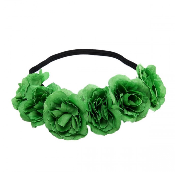 Headbands Rose Flower Headband Floral Crown Mexican Hair Wreath (Green) - Green - C8189MR5OGC $7.46