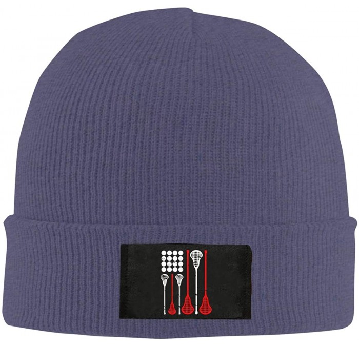 Skullies & Beanies USA Lacrosse American Flag-1 Unisex Knitted Hat Comfortable Snowboarding Hat - Navy - CI18Q97QZRA $39.10