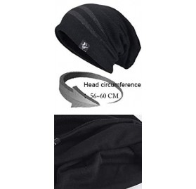 Skullies & Beanies Mens Slouchy Beanie Knit Skull Cap Long Baggy Hip-hop Winter Summer Hat B305 - Stripe-black - CS12NGFAC2I ...